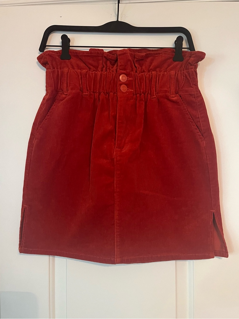 Shinestar Paperbag Corduroy Mini Skirt - burnt orange